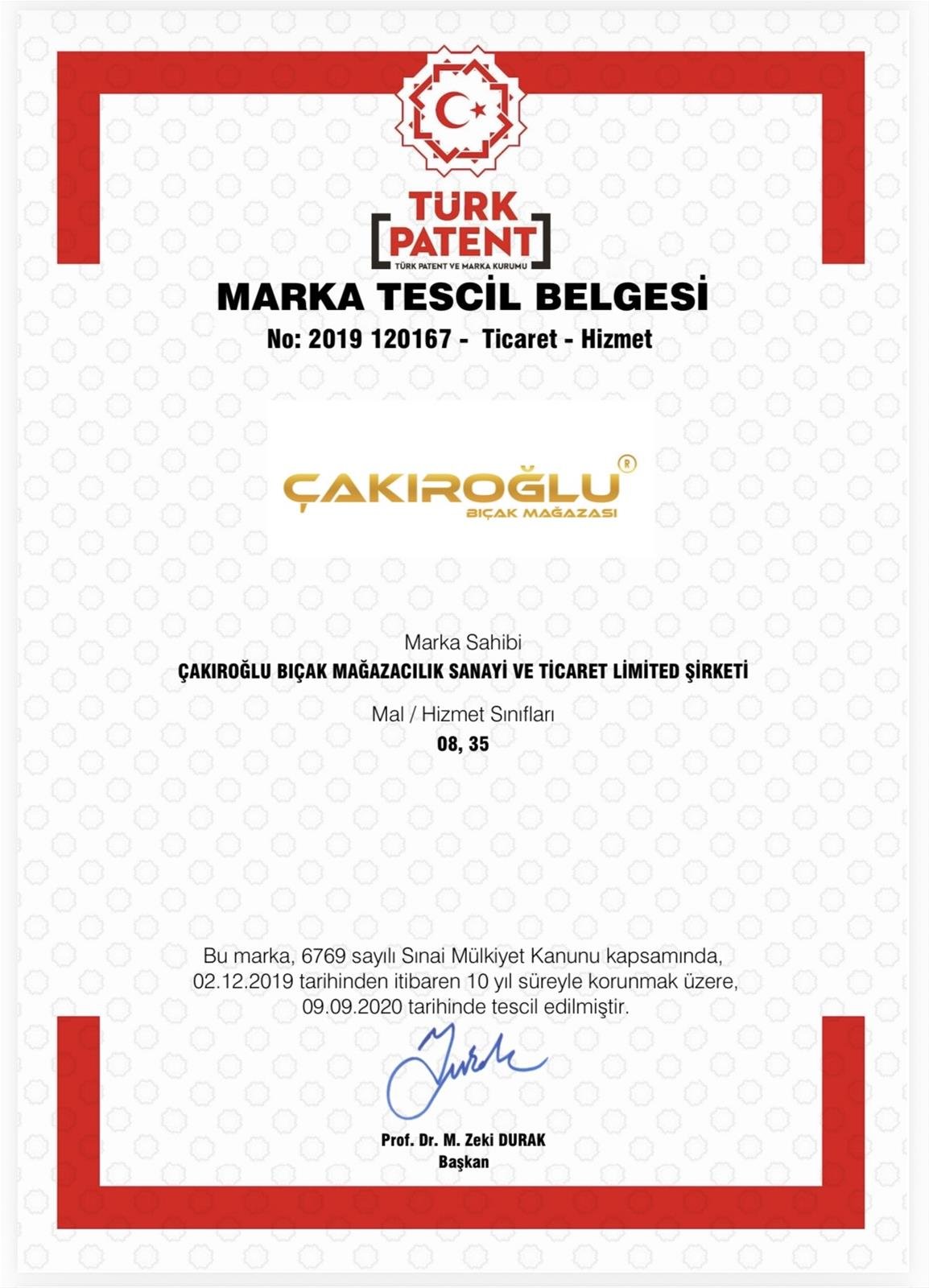 Cakiroglu Patent Belgesi