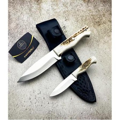 El Yapımı Yerli Üretim Geyik Boynuzu Kabzeli Bushcraft Baba Oğul Avcı Av Kamp Bıçağı Kod:ckr322 - Çakıroğlu