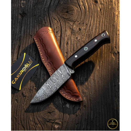 El Yapımı Özel Üretim Damascus Çelik Ve Kök Ceviz Kabzeli Bushcraft Av Kamp Bıçağı Ckr520-02 - Çakıroğlu