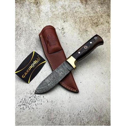 El Yapımı Yerli Özel Üretim Damascus Çelik Pirinç Balçaklı Bushcraft Avcı Av Kamp Bıçağı Kod:ckr622 - Çakıroğlu
