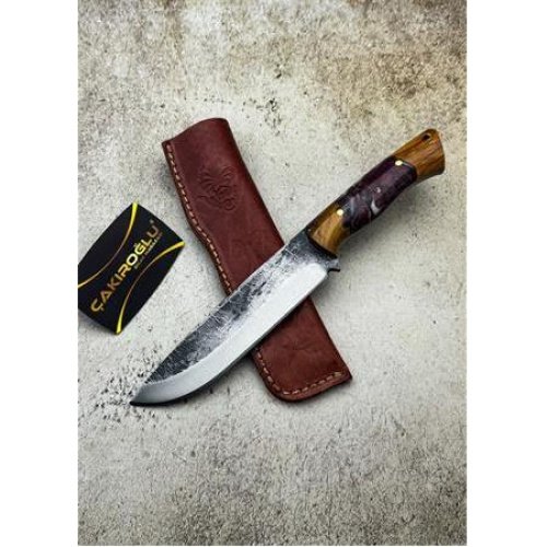 El Yapımı Özel Üretim Dövme Çelik Epoksi Hibrit Kabzeli Bushcraft Avcı Av Kamp Bıçağı Kod:ckr544-03 - Çakıroğlu