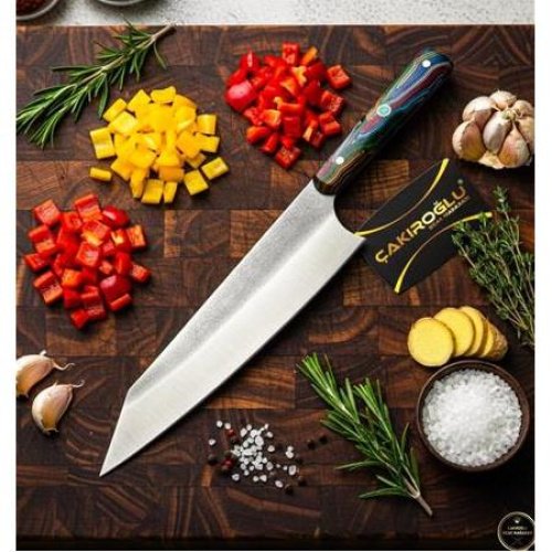 El Yapımı Yerli Üretim N690 Böhler Kiritsuke Model Cigarta Kabzeli Şef Aşçı Bıçağı Ckr796-07 - Çakıroğlu