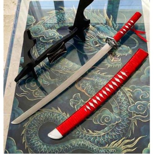 El Yapımı Yerli Ve Tamamen El İşçiliği 60 Cm Kızıl Ay Rengi, Stand Ve Kın’lı Katana Ckr835-03 - Çakıroğlu