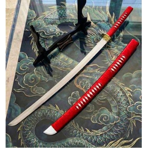 El Yapımı Yerli Ve Tamamen El İşçiliği 90 Cm Kızıl Ay Rengi, Stand Ve Kın’lı Katana Ckr835-08 - Çakıroğlu