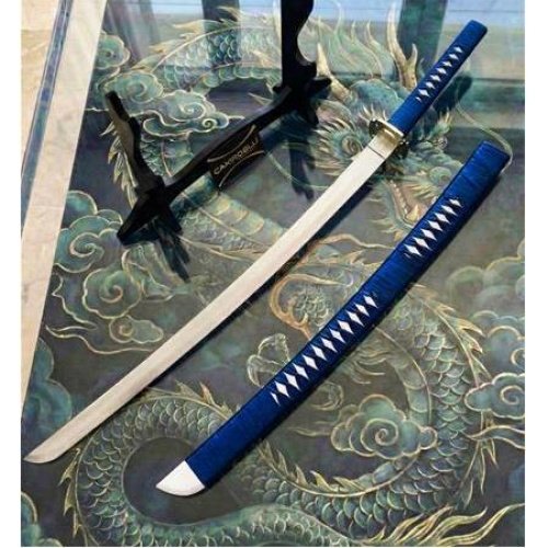 El Yapımı Yerli Ve Tamamen El İşçiliği 90 Cm Okyanus Mavisi, Stand Ve Kın’lı Katana Ckr835-09 - Çakıroğlu