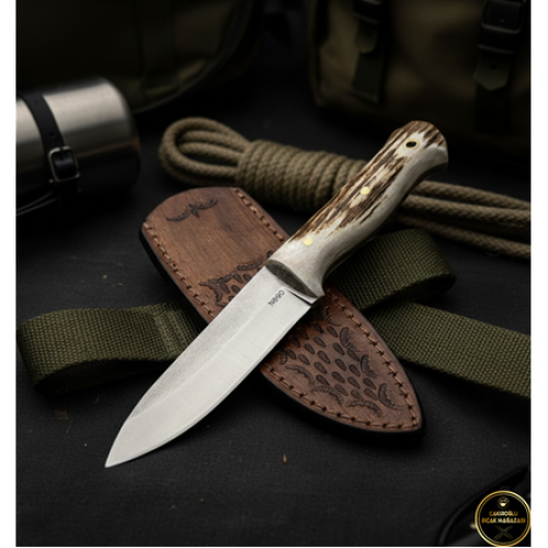 El Yapımı Yerli Üretim N690 Böhler Çelik Geyik Boynuzu Kabzeli Bushcraft Av Kamp Bıçağı Ckr503-07 - Çakıroğlu